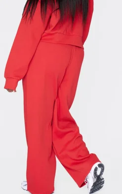 PRETTYLITTLETHING Plus Red Borg Graphic Wide Leg Sweatpants