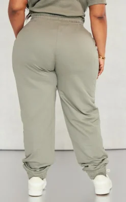 Outlet PrettyLittleThing Plus High Waisted Cuffed Sweatpants Sage Khaki