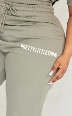 Outlet PrettyLittleThing Plus High Waisted Cuffed Sweatpants Sage Khaki
