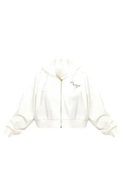 PRETTYLITTLETHING Plus Sand Printed Premium Zip Front Hoodie