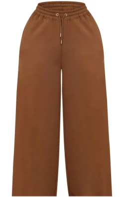 PrettyLittleThing Plus Embroidered Wide Leg Sweatpants Taupe