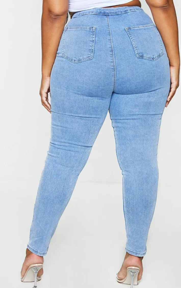 PRETTYLITTLETHING Plus Vintage Wash Disco Skinny Jeans