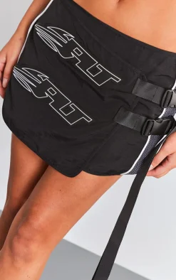 Clearance PrettyLittleThing Premium Motocross Wrap Buckle Front Micro Mini Skirt Black