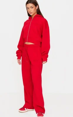 New PrettyLittleThing Borg Graphic Zip Up Hoodie Red
