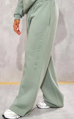 Sale PrettyLittleThing Athletics Club Embossed Straight Leg Sweatpants Sage