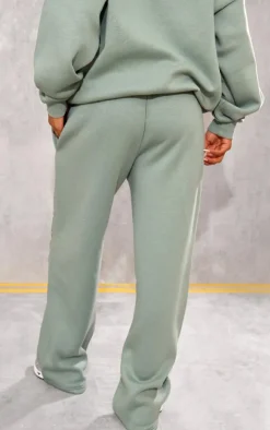 Sale PrettyLittleThing Athletics Club Embossed Straight Leg Sweatpants Sage
