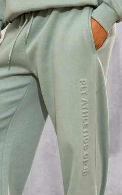 Sale PrettyLittleThing Athletics Club Embossed Straight Leg Sweatpants Sage