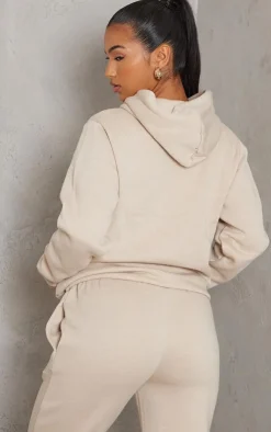 Best PrettyLittleThing Logo Badge Detail Oversized Hoodie Sand