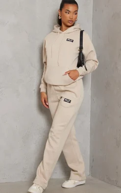 Best PrettyLittleThing Logo Badge Detail Oversized Hoodie Sand