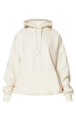 PrettyLittleThing Cream Sweatsuits*Premium Studio Print Oversized Hoodie