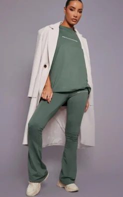 Outlet PrettyLittleThing Print Flared Pants Sea Green