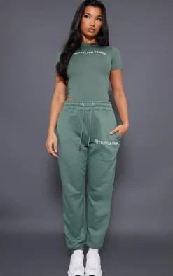 Best PrettyLittleThing Logo Short Sleeved Bodysuit Sea Green