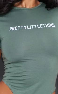 Best PrettyLittleThing Logo Short Sleeved Bodysuit Sea Green