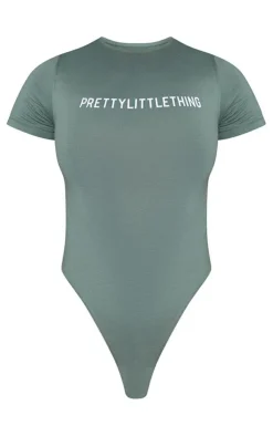Best PrettyLittleThing Logo Short Sleeved Bodysuit Sea Green