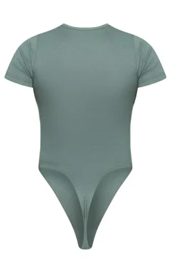 Best PrettyLittleThing Logo Short Sleeved Bodysuit Sea Green