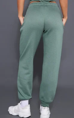 Outlet PrettyLittleThing Logo High Waisted Cuffed Sweatpant Sea Green