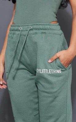 Outlet PrettyLittleThing Logo High Waisted Cuffed Sweatpant Sea Green