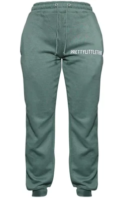 Outlet PrettyLittleThing Logo High Waisted Cuffed Sweatpant Sea Green