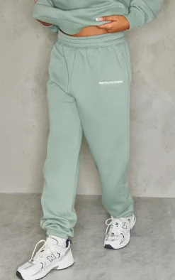 Sale PrettyLittleThing Printed Cuffed Sweatpants Sea Green