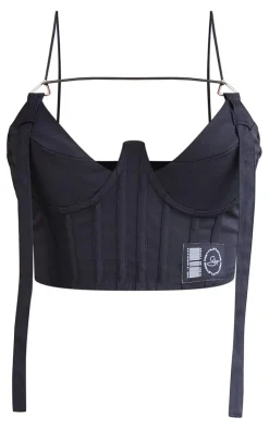 Discount PrettyLittleThing Shape Buckle Detail Cargo Corset Black