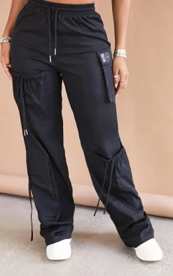 Clearance PrettyLittleThing Shape Cargo Pocket Detail Wide Leg Sweatpants Black