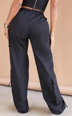 Clearance PrettyLittleThing Shape Cargo Pocket Detail Wide Leg Sweatpants Black