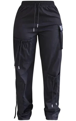 Clearance PrettyLittleThing Shape Cargo Pocket Detail Wide Leg Sweatpants Black