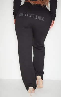 Discount PrettyLittleThing Shape Embellished Straight Leg Sweatpants Black