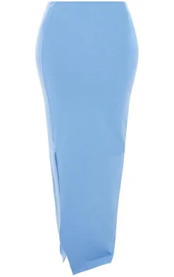 Sale PrettyLittleThing Shape Soft Cotton Maxi Skirt Blue