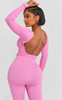 PrettyLittleThing Workout Tops*Shape Open Back Long Sleeve Gym Crop Top