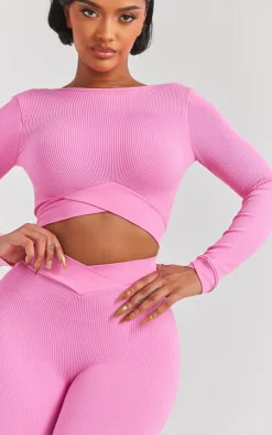 PrettyLittleThing Workout Tops*Shape Open Back Long Sleeve Gym Crop Top