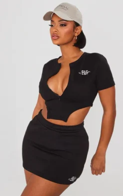 PrettyLittleThing Shape High Waist Sweat Mini Skirt Black
