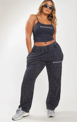Outlet PrettyLittleThing Shape Printed Scoop Neck Bralet Charcoal Grey