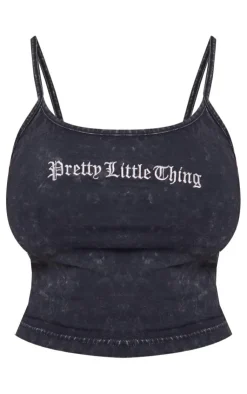 Outlet PrettyLittleThing Shape Printed Scoop Neck Bralet Charcoal Grey