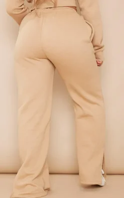Online PrettyLittleThing Shape Embroidered High Waist Straight Leg Sweatpants Camel