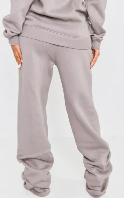 Hot PrettyLittleThing Shape Embroidered Ruched Leg Sweatpants Charcoal