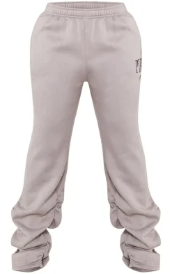 Hot PrettyLittleThing Shape Embroidered Ruched Leg Sweatpants Charcoal