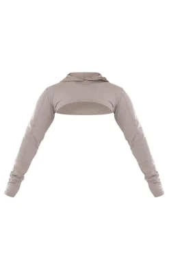 Clearance PrettyLittleThing Shape Soft Cotton Extreme Cropped Hoodie Charcoal