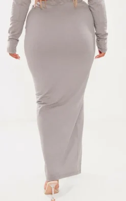 Best PrettyLittleThing Shape Soft Cotton Maxi Skirt Charcoal
