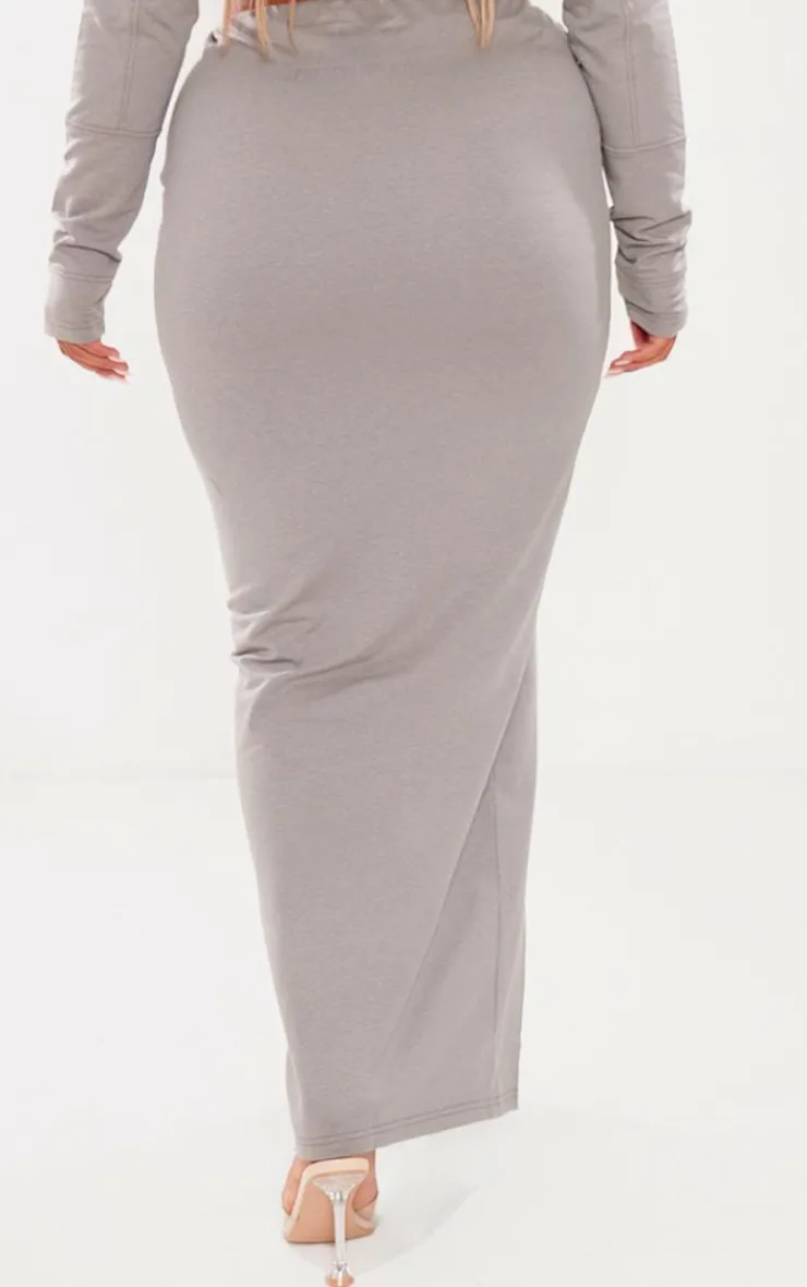 Best PrettyLittleThing Shape Soft Cotton Maxi Skirt Charcoal