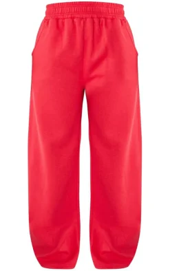 Online PrettyLittleThing Shape Sweat High Waist Wide Leg Sweatpants Cherry Red