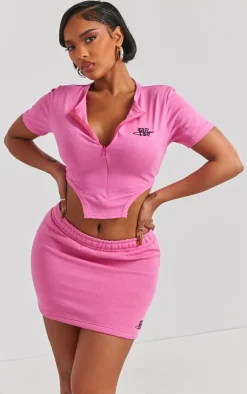 Online PrettyLittleThing Shape High Waist Sweat Mini Skirt Candy Pink