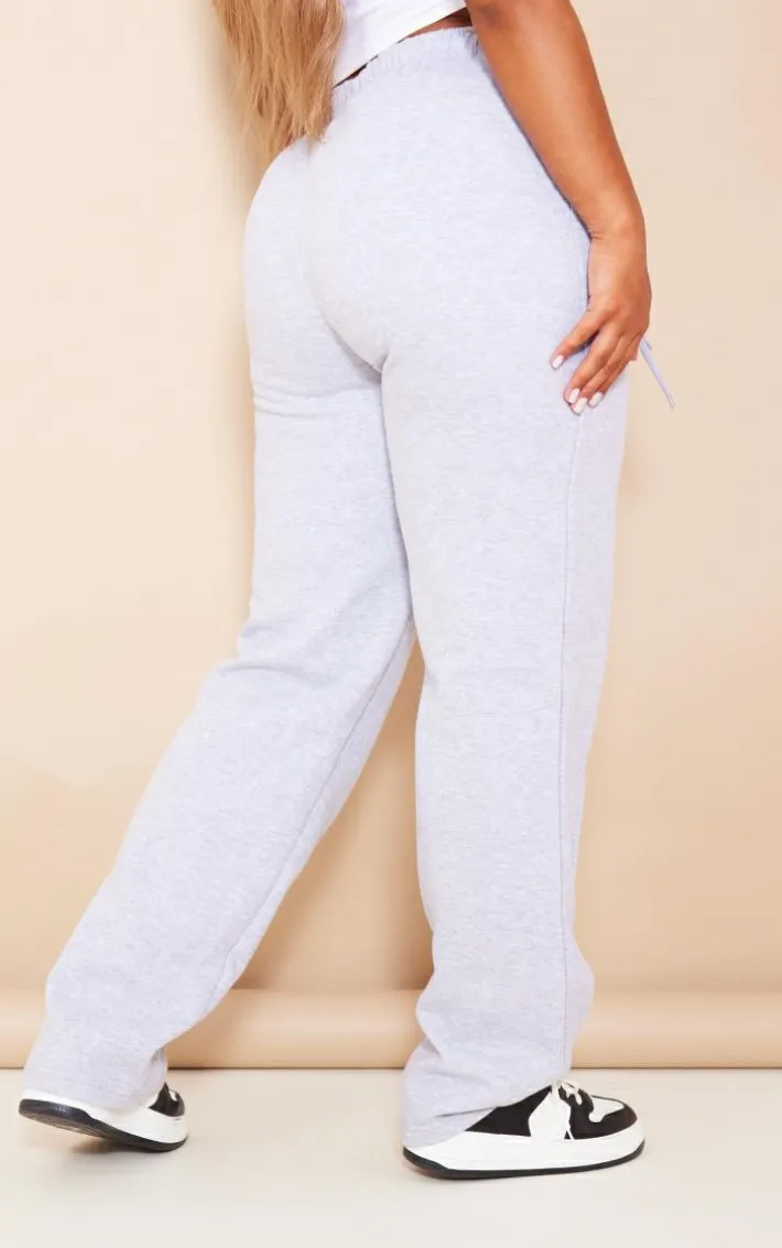 PRETTYLITTLETHING Shape Grey Marl Wide Leg Zip Pocket Sweatpants