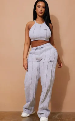 Outlet PrettyLittleThing Shape Shape Wide Leg Seam Detail Sweatpants Grey
