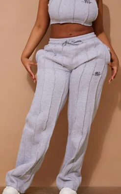 Outlet PrettyLittleThing Shape Shape Wide Leg Seam Detail Sweatpants Grey