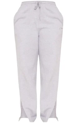 New PrettyLittleThing Shape Embroidered Straight Leg Sweatpant Grey Marl