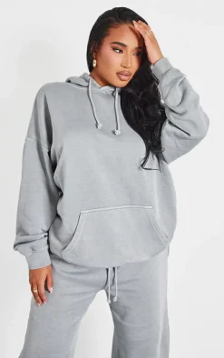 Discount PrettyLittleThing Shape Hoodie Grey