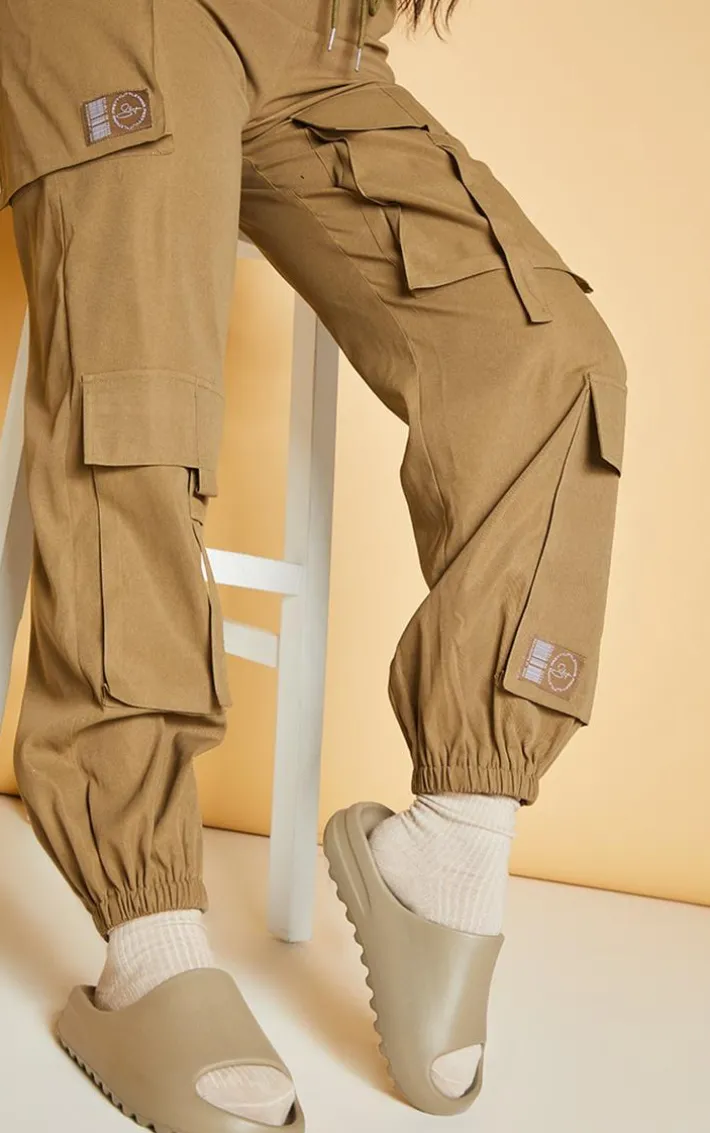 PRETTYLITTLETHING Shape Khaki Cargo Pocket Sweatpants