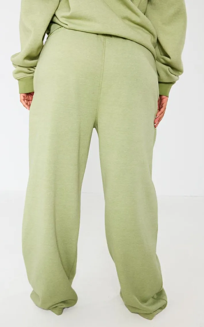 PRETTYLITTLETHING Shape Khaki Washed Wide Leg Sweatpants