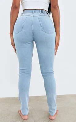 PRETTYLITTLETHING Shape Light Blue Wash High Waisted Super Stretch Denim Skinny Jeans